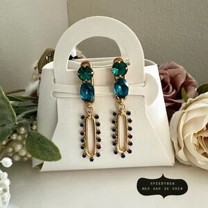 Elizabeth Cole Cassidy Blue Linear Earrings